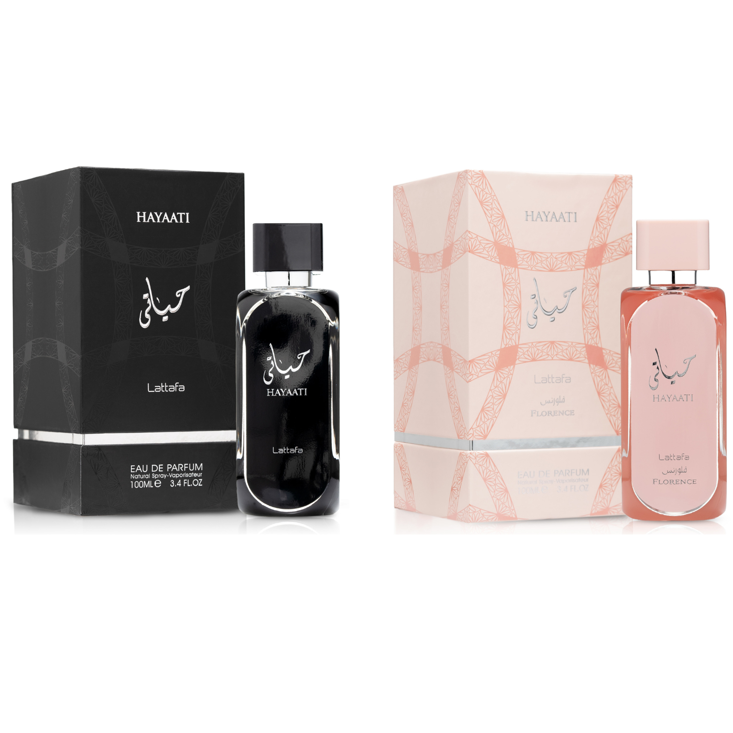 Lattafa Hayaati Perfume Combo Hayati Black for Men & Hayaati Florence Women