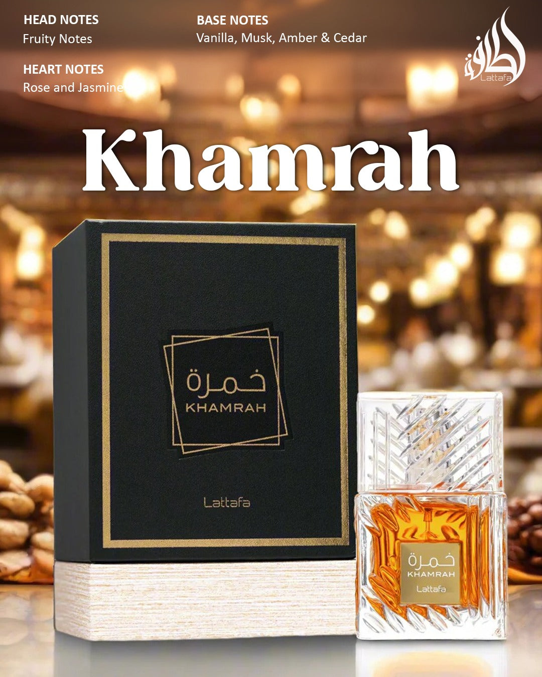 LATTAFA KHAMRAH PARFUM SPRAY UNISEX 3.4 Oz / 100 ml NEW