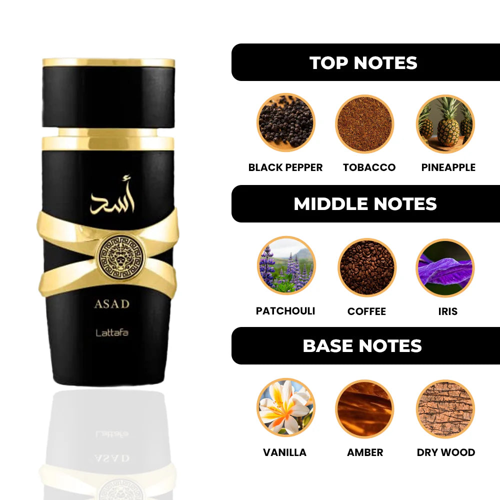 Lattafa Best Seller Perfume Combo Yara for Women and Asad for Men 3.4 OZ/100 ML