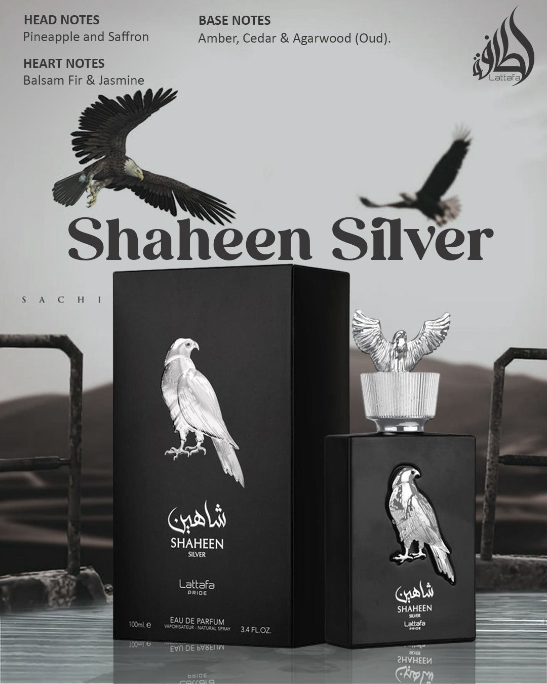 LATTAFA PRIDE SHAHEEN SILVER  FOR UNISEX SPRAY 3.4oz/100ML EDP