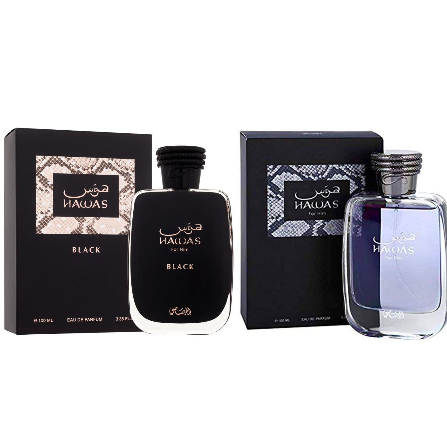 Rasasi Hawas for Him Hawas and Hawas Black EDP Perfume Combo for Men 100 ML Each
