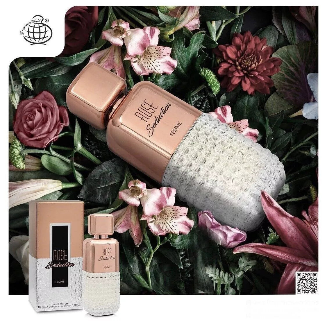 Fragrance World Rose Seduction Eau De Parfum 100ML / 3.4 OZ