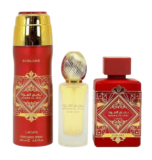 LATTAFA BADEE SUBLIME 3PC GIFT SET with 3.5 fl oz EDP + 6.8 fl oz DEO + 50ML HAIRMIST